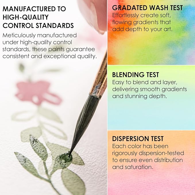 grabie 50 colors premium all-in-one water color paint set - detail paint brush included, watercolor paints, painting sets, art supplies, portable & travel watercolor set, amateur hobbyists