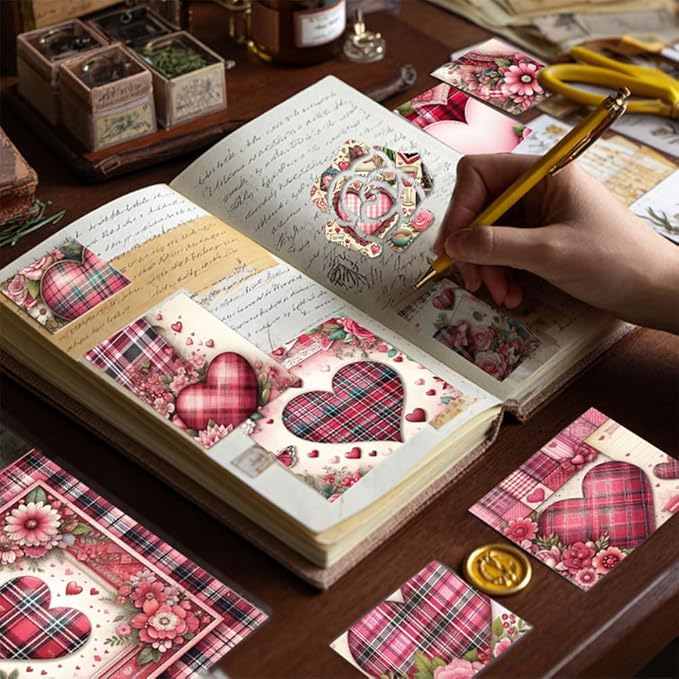 Vintage Valentine Scrapbook Paper Pad ,6"×6” Single-Sided Scrapbooking Decoupage Cardstock Origami Decorative Craft Paper for DIY Crafts, Card Making, Art Journaling, 24 Sheets 12 Designs