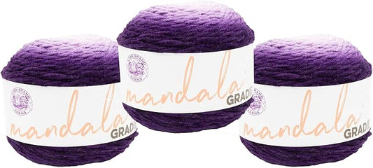 Lion Brand Yarn Mandala Gradient, Multicolor Yarn for Knitting, Crochet and Crafting, Purple, 3 Pack