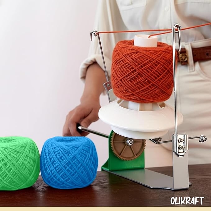 Olikraft Large Yarn Winder Large Capacity 10-16 oz - Hand Operated Metal Jumbo Yarn Winder - Durable Crochet Tools & Accessories