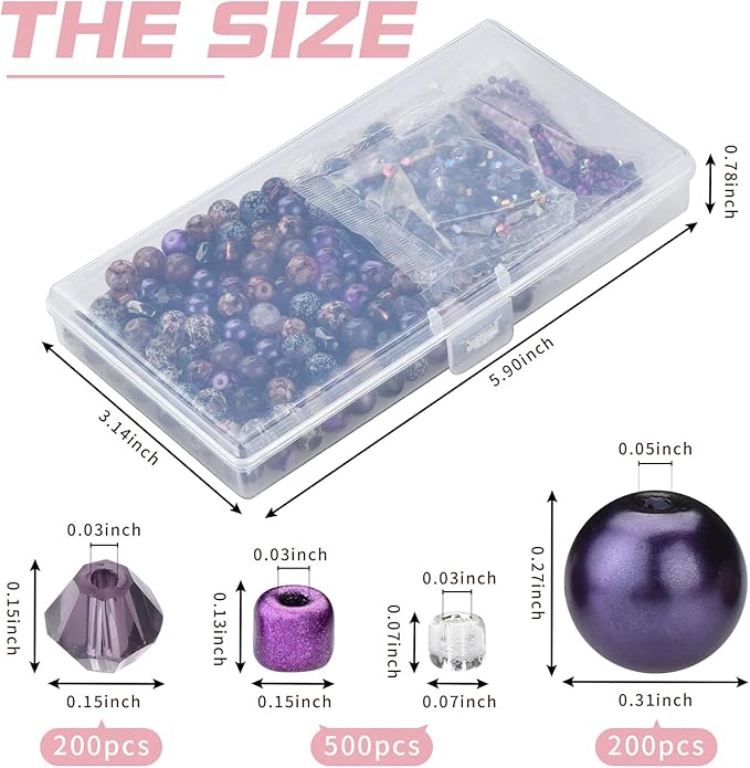 900pcs Glass Craft Beads for Bracelet Making Kit, Include Assorted Round/Bicone/Seed/Rock Beads and Teardrop Pendant for Jewelry Making, Necklace, Art, Designer Charms
