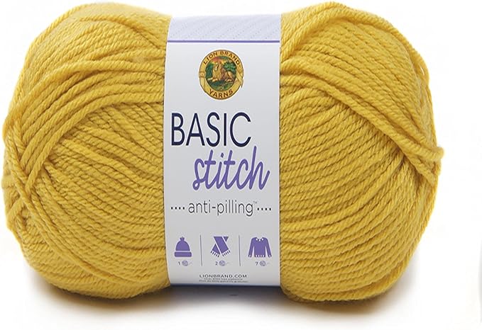 Lion Brand Yarn Basic Stitch Anti-Pilling Knitting Yarn, Yarn for Crocheting, 1-Pack, Mustard
