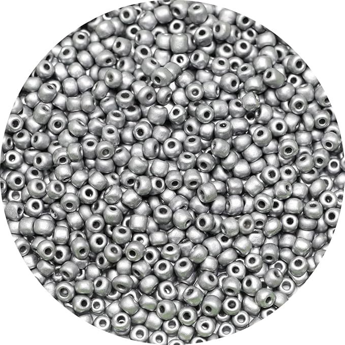 Bala&Fillic Matte Silver Color 4mm Seed Beads About 1200pcs/100Grams in Bag, 6/0 Glass Craft Beads for Making Bracelet and Necklace (Matte Silver)