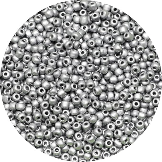 Bala&Fillic Matte Silver Color 4mm Seed Beads About 1200pcs/100Grams in Bag, 6/0 Glass Craft Beads for Making Bracelet and Necklace (Matte Silver)