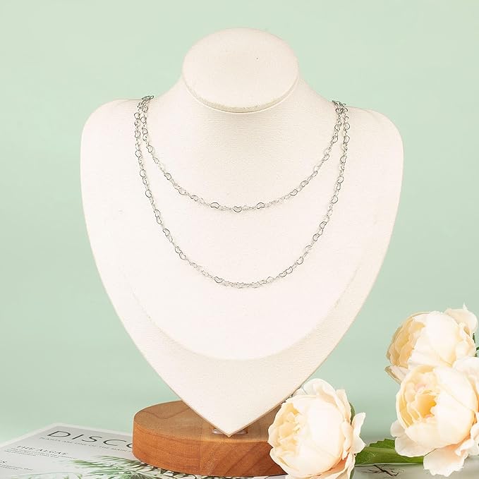 UMAOKANG 16.4 Feet Heart Chain for Jewelry Making Stainless Steel Heart Link Chains Bulk with Jump Rings and Lobster Clasps