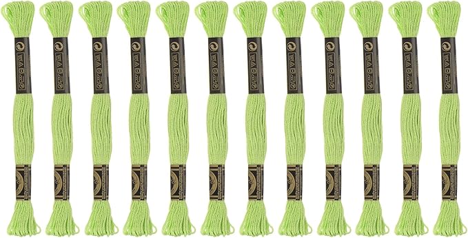 HARFINGTON 12 Skeins Embroidery Floss 8.75yds(8m) Egyptian Long-Staple Cotton Cross Stitch Thread for Sewing DIY Bracelet Yarn String and Crafts, Dark Green(6016)