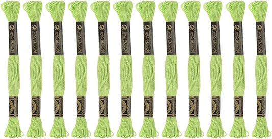 HARFINGTON 12 Skeins Embroidery Floss 8.75yds(8m) Egyptian Long-Staple Cotton Cross Stitch Thread for Sewing DIY Bracelet Yarn String and Crafts, Dark Green(6016)