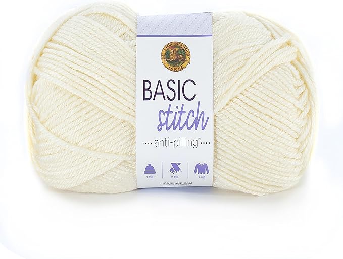 Lion Brand Yarn Basic Stitch Anti-Pilling Knitting Yarn, Yarn for Crocheting, Ecru, 185 yards (Pack of 1)