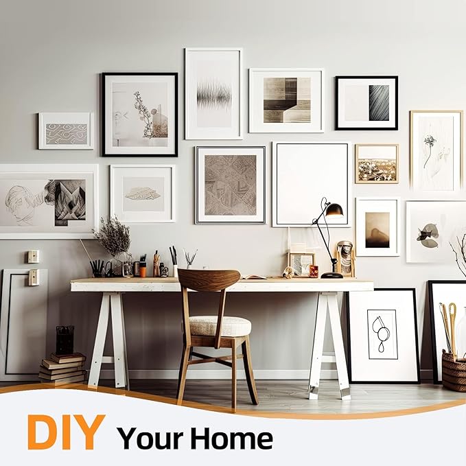 Picture Hanging Strips 40 Strips, Damage Free Removal, Wall Poster Picture Hangers Without Nails, Sticky Hook & Loop Adhesive Strips for Poster/Picture/Home/Office, 20 Pairs/Medium, White
