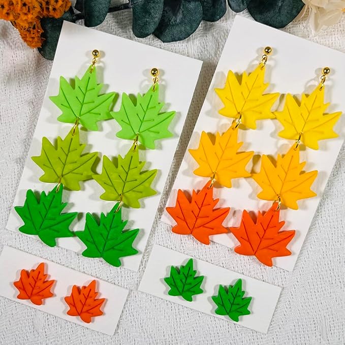 Xaekicr Polymer Clay Cutters Maple Leaf Set – 2PCS Fall Leaf Clay Earring Cutters for Polymer Clay Jewelry, Autumn Theme Clay Tools and Cutters for Earrings, Crafts and Seasonal DIY