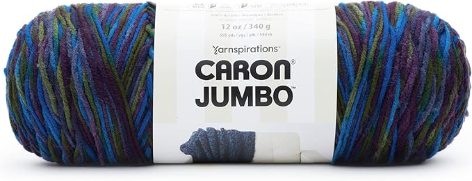Caron Jumbo Prints Peacock Varg Yarn - 2 Pack of 340g/12oz - Acrylic - 4 Medium (Worsted) - 595 Yards - Knitting/Crochet