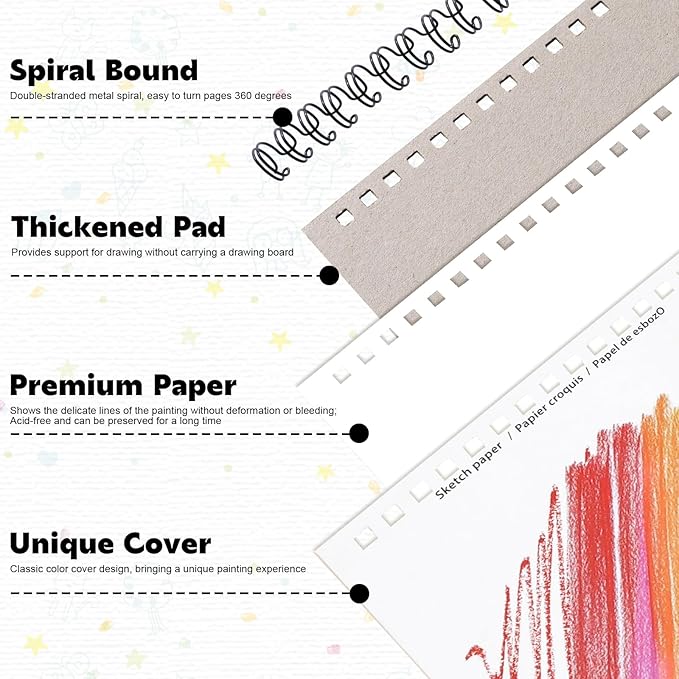 12 Pack Sketch Books, 9 x 12 Inch Sketchbook, 68lb/100gsm Spiral Bound Sketch Pad, Acid Free Art Supplies Drawing Painting Sketchbook for Kids, Beginners, Artists