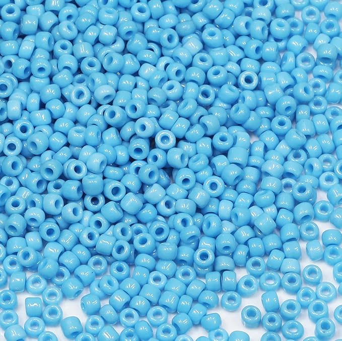 Bala&Fillic Opaque Light Blue Color 3mm Seed Beads About 3600pcs/100Grams in Bag, 8/0 Glass Craft Beads for Making Bracelet and Necklace (Light Blue)