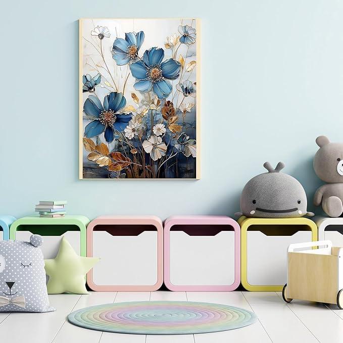 EIBEILI Diamond Painting Kits for Adults DIY 5D Diamond Art Paint with Round Diamonds Full Dril Gem Art Blue Flowers Painting Kit for Home Wall Decor Gifts 12x16inch