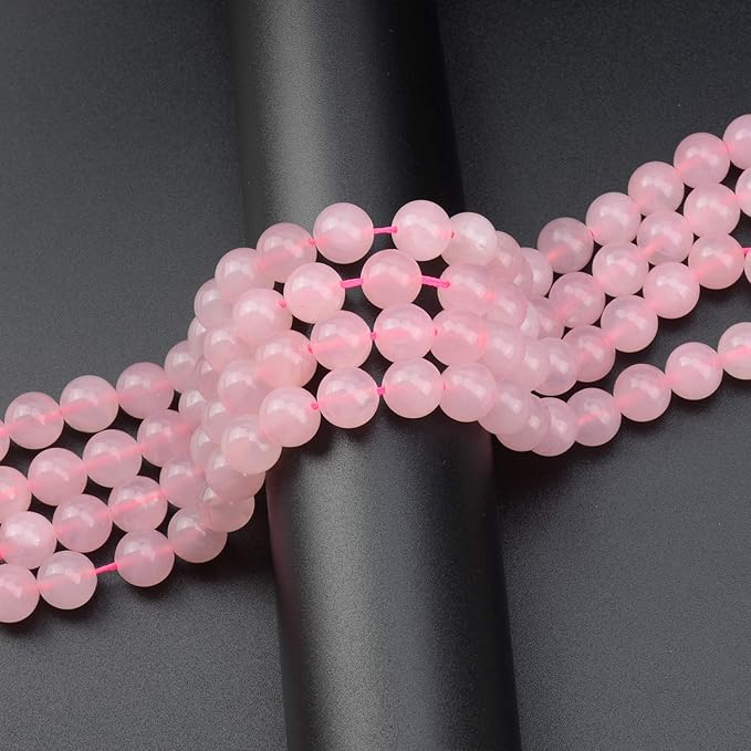 LPBeads 80Pcs Polished 10mm Round Natural Rose Quartz Gemstone Loose Beads with Stretch Cord for Jewelry Making Bracelets