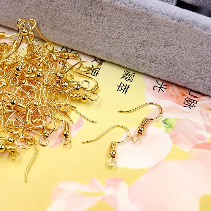600Pcs Hypoallergenic Earring Hooks, Gold Earring Making Kit, with Earring Backs and Jump Rings for Jewelry Making (Gold)
