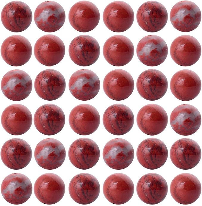 Natural Stone Beads 100pcs 10mm Round Red Jasper Genuine Real Stone Beading Loose Gemstone Hole Size 1mm DIY Charm Smooth Beads for Bracelet Necklace Earrings Jewelry Making (Red Jasper,10mm)