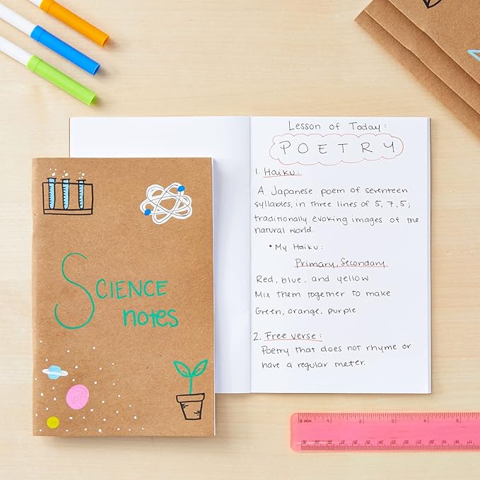 Paper Junkie Journaling Notebooks - 5.5 x 8.5 in, Kraft Brown, Pack of 24 - Unlined Journals & Pocket Notepads for Sketching, Writing & Travel - Bulk Notebook Set for Kids & Students