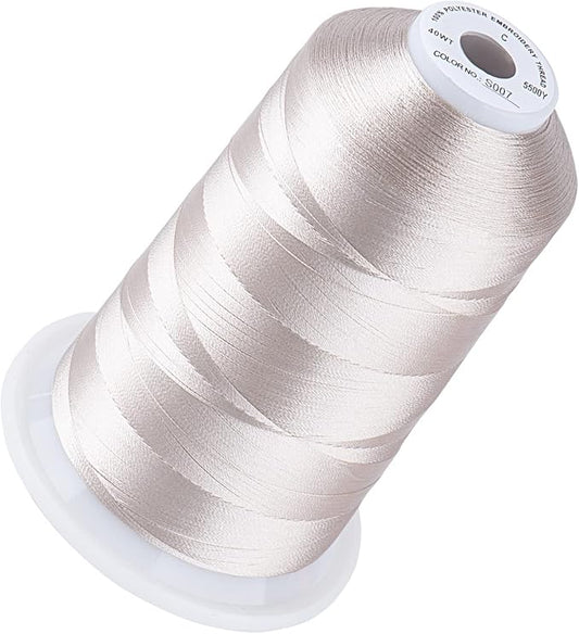Simthread 5500Yds Embroidery Thread, 5000M High-Yardage 40WT 100% Polyester Thread – 170+ Vivid Colors, High-Speed Rated – Compatible with Brother, Singer, Janome & More - Dove Gray S007