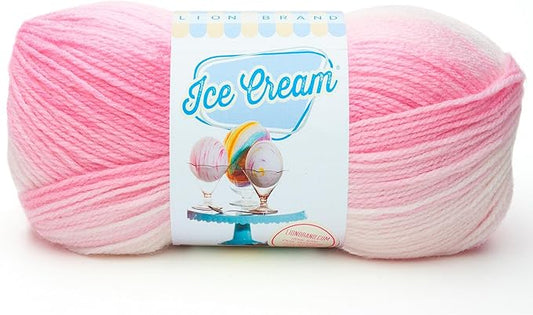 Lion Brand Yarn (1 Skein) Lion Brand Yarn ice Cream Baby Yarn, Strawberry