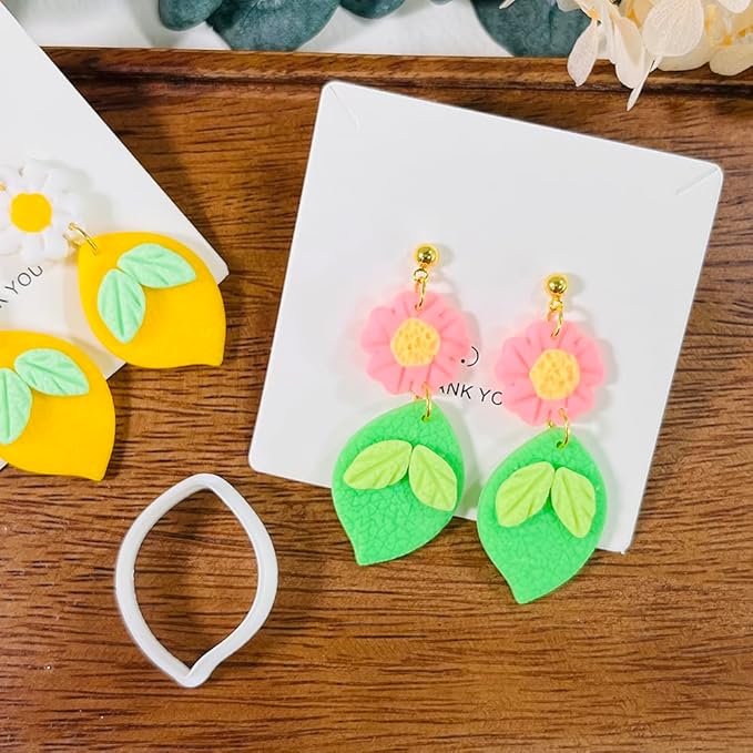 Xaekicr Lemon Flower Polymer Clay Cutters – 3 Pcs Clay Earring Cutters Set – Clay Tools for Polymer Clay Jewelry Making – DIY Summer Earring Cutter Kit for Crafts and Accessories