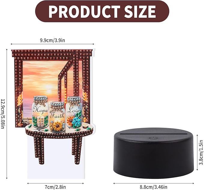Diamond Painting Night Light, Diamond Painting Kits For Adults Desktop Ornaments For Table Tabletop Decor Diamond Art Accessories For Adult Beginner Touch Lamp for Bedrooms Living Room-Wish bottle