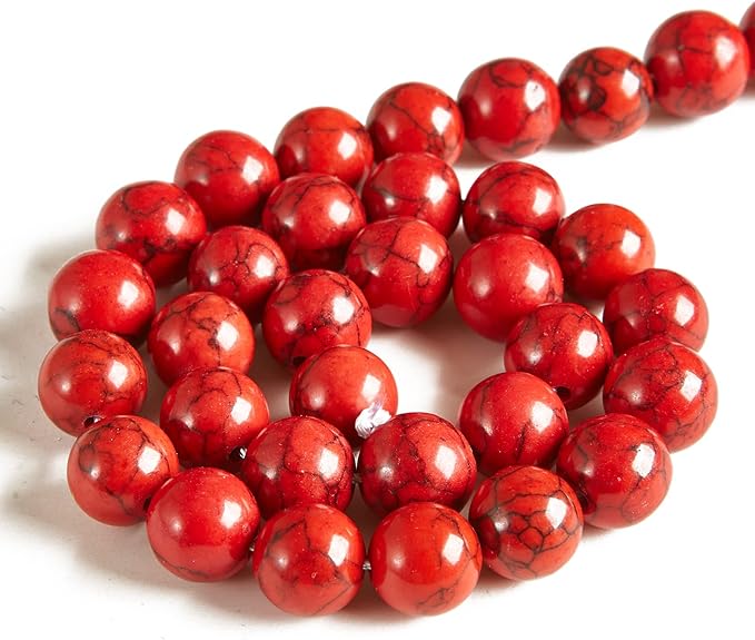 100pcs 6mm red turquoise beads natural gemstone beads round loose beads for jewelry making