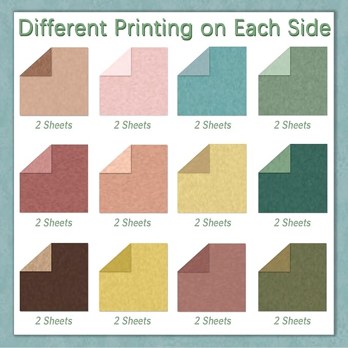 24 Sheets Scrapbook Paper 12" Double-Sided Photo Backdrop Bohemian Patterned (Boho Design F)