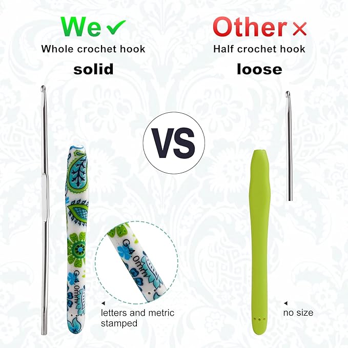 9mm Looen Crochet Hook, Ergonomic Handle for Arthritic Hands, Soft Rubber Grip Extra Long  Knitting Needles for Crochet Beginners, Knitting Enthusiasts (9mm)