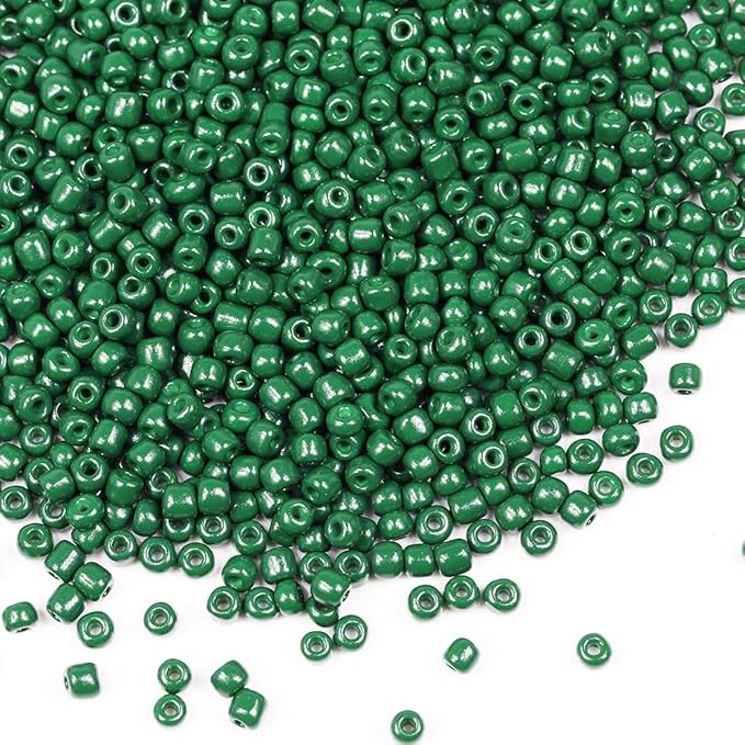 Bala&Fillic Dark Green Color 4mm Seed Beads About 1200pcs/100Grams in Bag, 6/0 Glass Craft Beads for Making Bracelet and Necklace (Dark Green)