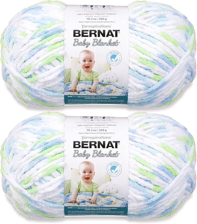 Bernat Baby Blanket Funny Prints Yarn - 2 Pack of 300g/10.5oz - Polyester - 6 Super Bulky - 220 Yards - Knitting/Crochet