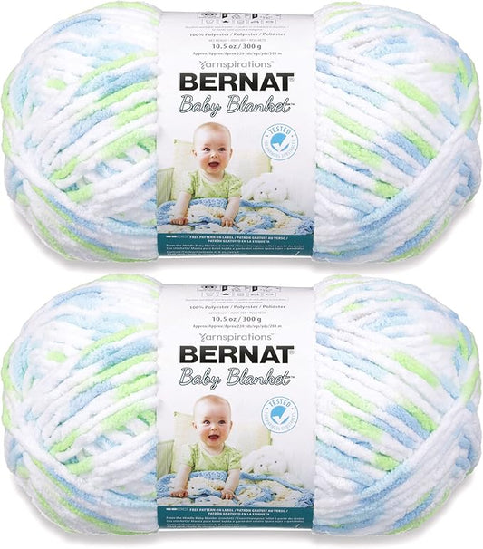Bernat Baby Blanket Funny Prints Yarn - 2 Pack of 300g/10.5oz - Polyester - 6 Super Bulky - 220 Yards - Knitting/Crochet