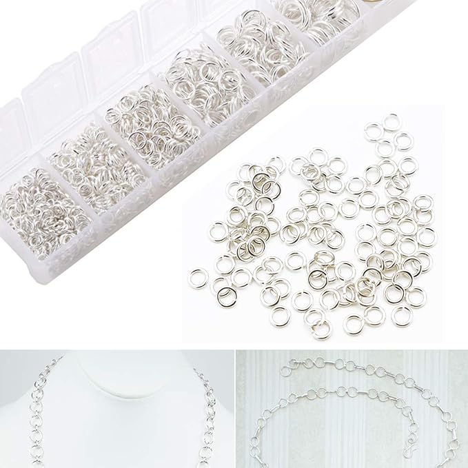 EuTengHao 1504pcs Jewelry Repair Tools Kit with Jewelry Pliers, Jump Rings Opener, Tweezers, Lobster Clasps, Bright Silver
