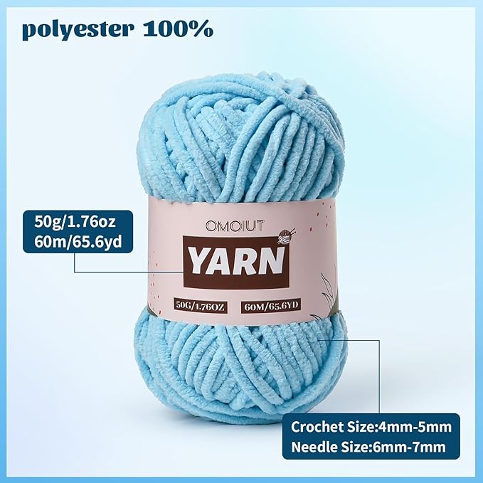 24 Pack Chenille Velvet Yarn - Baby Yarn for Crocheting Soft - Amigurumi Yarns Set with 1200g(1574yd) Crochet Yarns Crochet Hook、Stitch Markers、Fluffy Stuffing、Accessories B