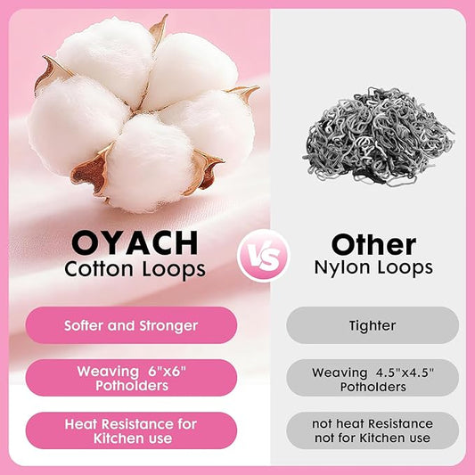 OYACH 7inch Weaving Cotton Loops Pack,160pcs Cotton Potholders Weaving Loom Refills Loops,Yarn Pot Holder Replenish Loop Bands Kits for Kids Adults DIY Arts Crafts- White (Loom not Included)