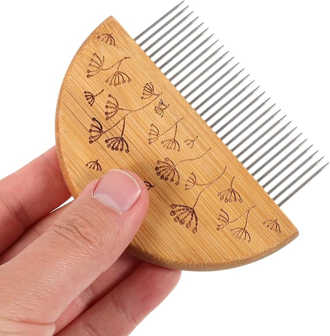 Angoily Weaving Comb Set, Wood Knitting Loom Tool with Large Eye Needle and Crochet Hook for Tapestry Wall Hanging, DIY Craft Hand Looming Accessories for Beginners