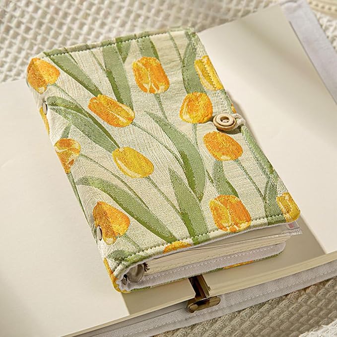 ACTANCEN A6 Binder Watercolor Travel Set,Refillable Embroidered Journal with Mini Paint Palette.Thick Paper Travel Diary/Sketchbook/Workbook for Girl,Tulip Flowers Art Notebook