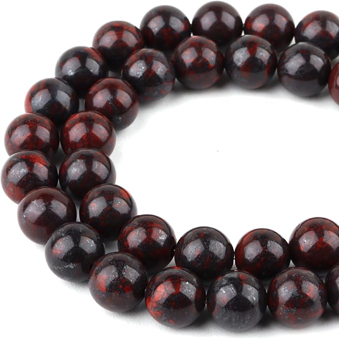 Natural Stone Beads for Jewelry Making - 8mm Gemstone Round Beads for Bracelets(45-47pcs, Red Jasper)