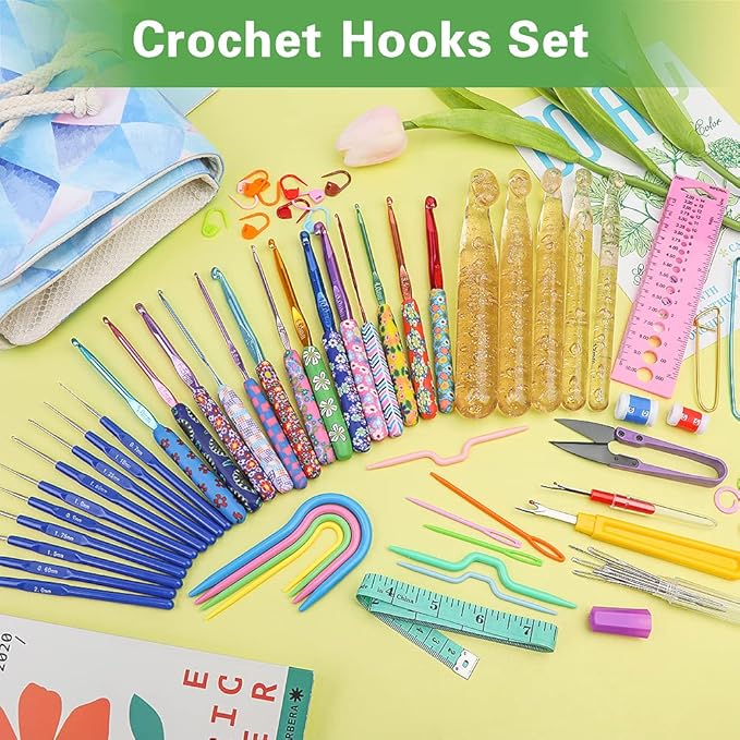 Zlulary 116 PCS Crochet Hooks Sets, Ergonomic Crochet Hooks Kits with Storage Bag and Crochets Needle Accessories, DIY Crochets Needles Kit for Beginners and Experienced Crochet Hook Lovers