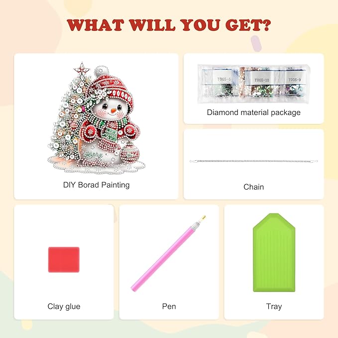 HEIBAGO Snowman Diamond Art Hanging Kits for Adults Kids, 5D Special Shaped Crystal Diamond Painting Kit, DIY Pattern Window Pendant Gem Art Kit for Home Wall Decor 8.3 x 8.3 Inch