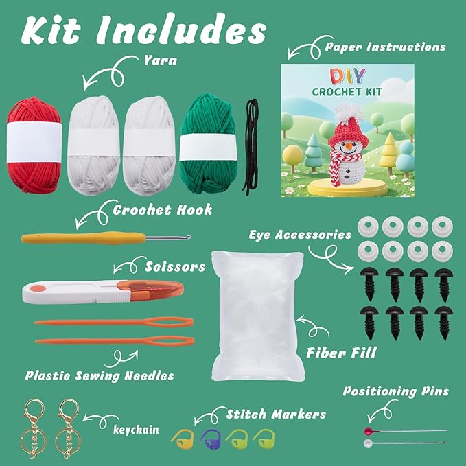 EOKPHULL Crochet Kit for Beginners, Easy DIY Crochet & Knitting Kit for Adults with Step-by-Step Video Tutorials, Yarns, Stuffing, Crochet Hook and Accessories, Crochet Craft Set