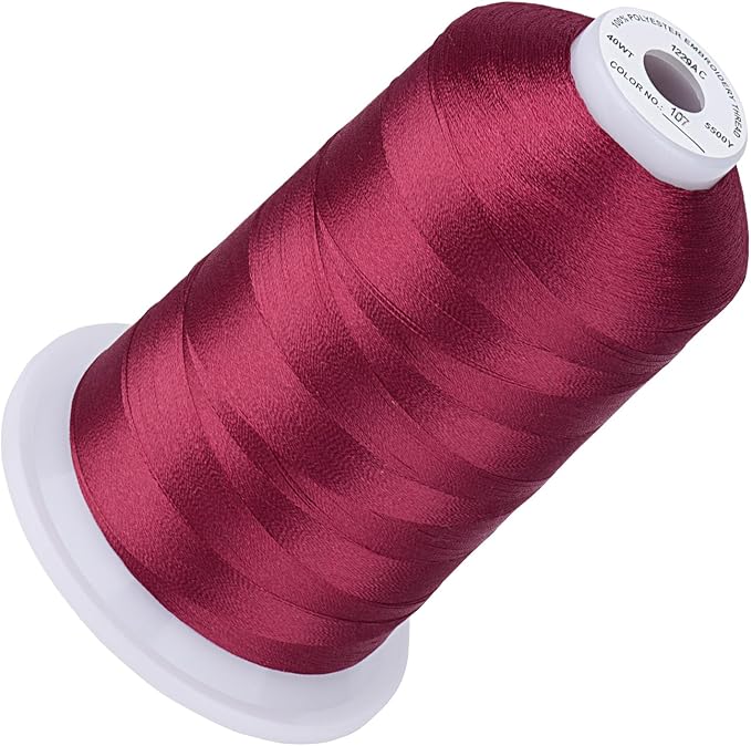 Simthread 5500Yds Embroidery Thread, 5000M High-Yardage 40WT 100% Polyester Thread – 170+ Vivid Colors, High-Speed Rated – Compatible with Brother, Singer, Janome & More - Dark Fuchsia 107