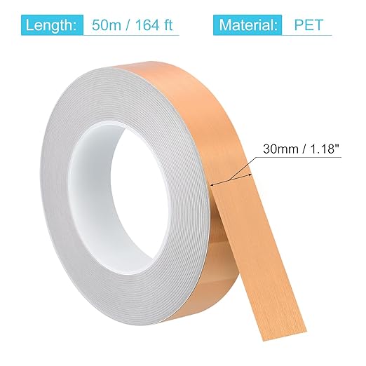uxcell Metallic Tape, 1.18 in x 164 ft Self Adhesive Metalized Polyester Film Tape Waterproof Shiny Washi Tape for Walls Graphic Arts Gifts Wrapping Crafts Decoration, Brushed Rose Gold