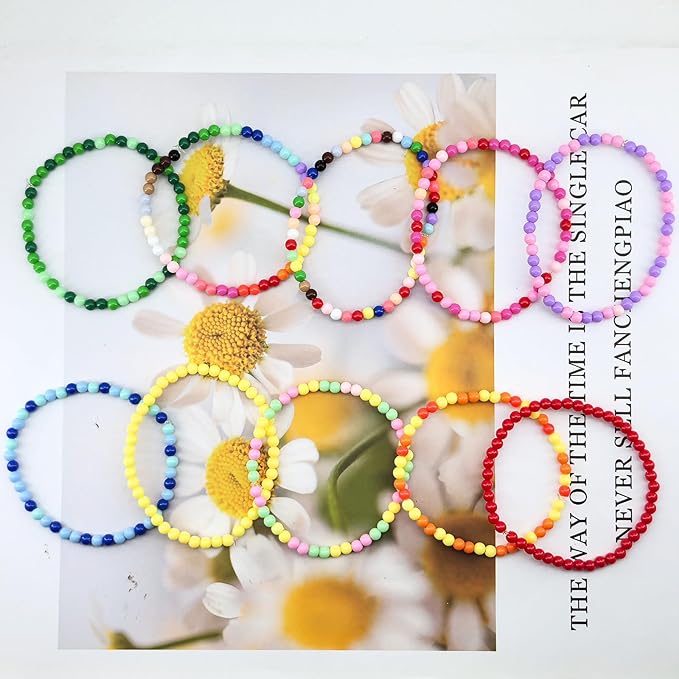 4800Pcs 4mm Acrylic Round Beads for Jewelry Making, 24 Colors Rainbow Round Beads for Bracelets Making Kit Candy Color Plastic Bubble Gum Beads Pastel Loose Beads Bulk for DIY Necklace Crafts