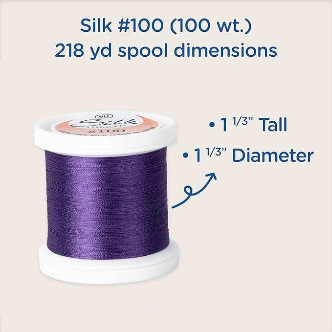 YLI Threads Silk Thread – 100 wt Fine Japanese Silk for Appliqué, EPP, and Quilting - Bright Aqua