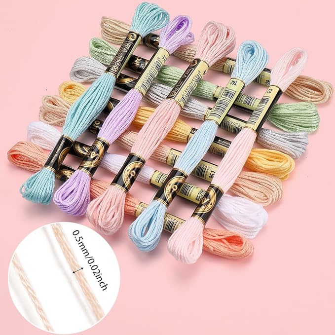 12 Skeins 105 Yards Variegated Embroidery Thread Embroidery Floss 6 Strands Macaron Friendship Bracelet String Cross Stitch Threads for Jewelry Making Bracelet Knitting Stitching DIY Supply