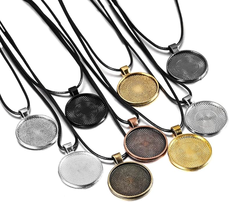 DAHI Bezel Pendant Trays for Jewelry Making DIY Round Pendant Tray Charm Bezel Blanks Setting Cabochon Blank Base for DIY Jewelry Findings Making,Crafting Photo,Necklace,Pendant Making Visit the Oubaka Store