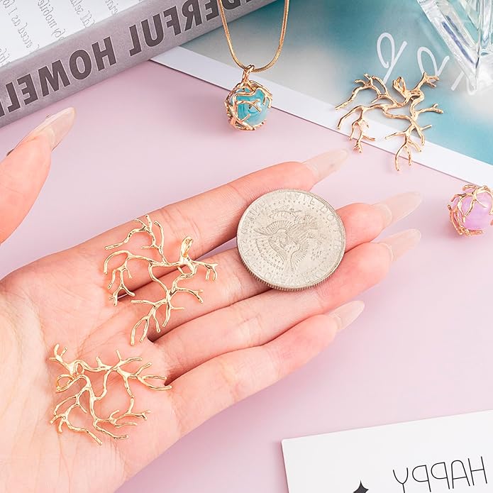 Branch Shape Blanks, Adjustable Claw Pendant Trays, Hypoallergenic Brass Branch Prong Pendant Bezels for Jewelry Making Bracelet Earrings Necklace DIY Crafts