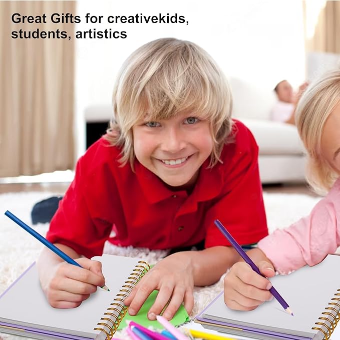 2 Pack Sketch Book Small Sketchbook for Drawing 100 Sheets Hardcover Spiral Sketch Pad for Kids 5.5" x 8.5" Art Sketchbook Drawing Blank Paper Book for Beginner Artist with Pencil