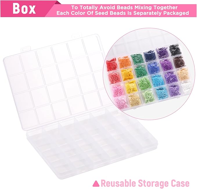 Funtopia 61000pcs 2mm Seed Beads for Jewelry Making, 5 Types 120 Colors Small Glass Beads for Bracelets, Friendship Bracelet Kit with Alphabet Letter Beads, Smile Face Beads for DIY, Art and Craft